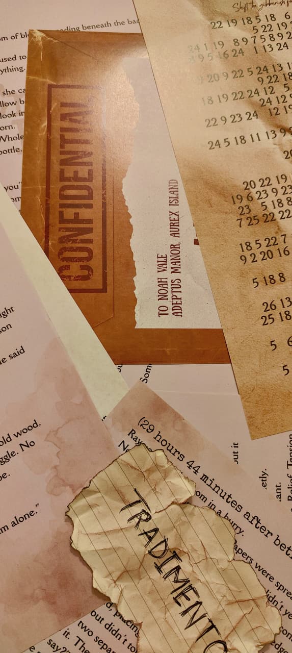 Close-up of a 'CONFIDENTIAL' document and a 'TRADEMARK' label on a textured background.